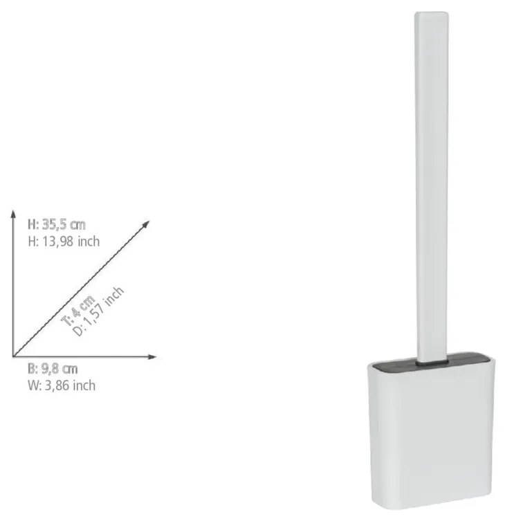 Perie de WC albă autoadezivă din plastic Zalana – Allstar