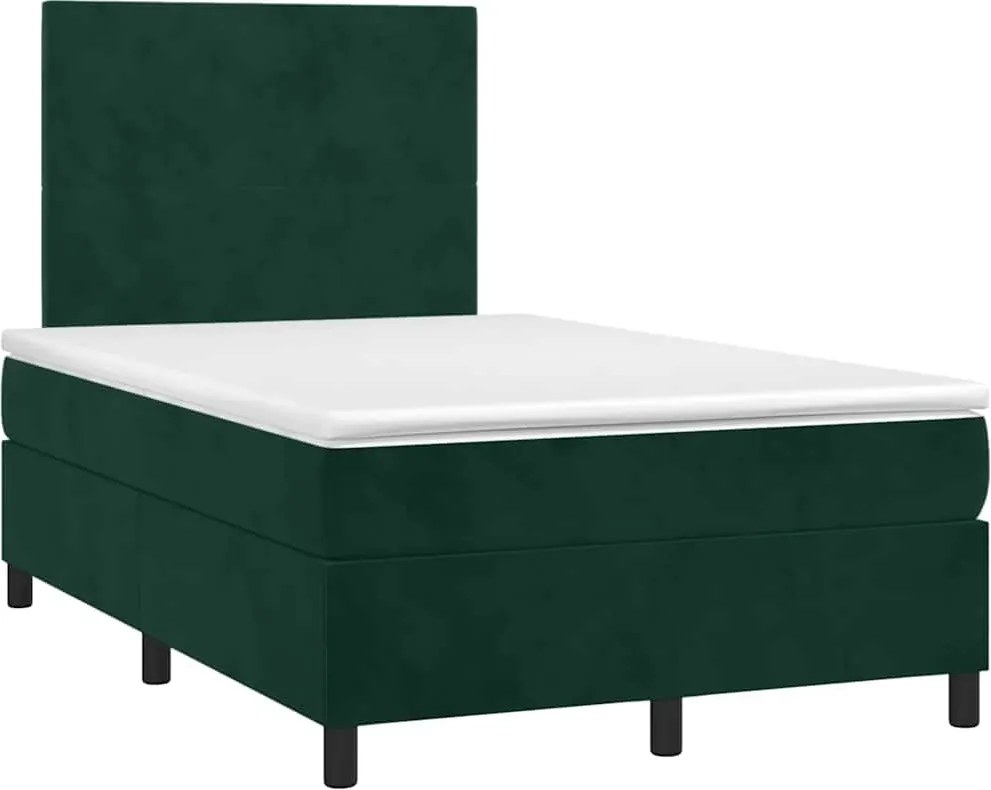 vidaXL Pat box spring cu saltea, verde închis, 120x190 cm, catifea