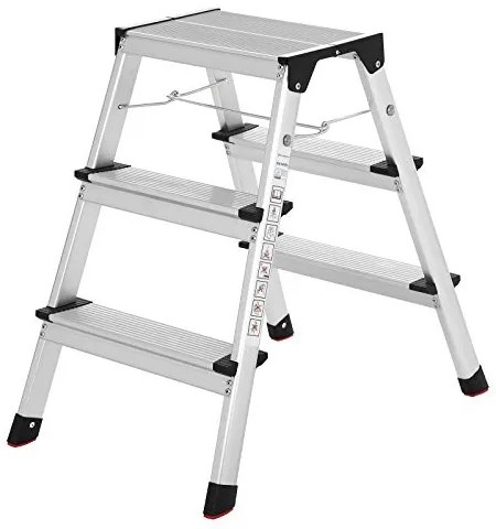 Scara cu 3 trepte, Songmics, Argintiu-Negru, 74x38.5x56 cm