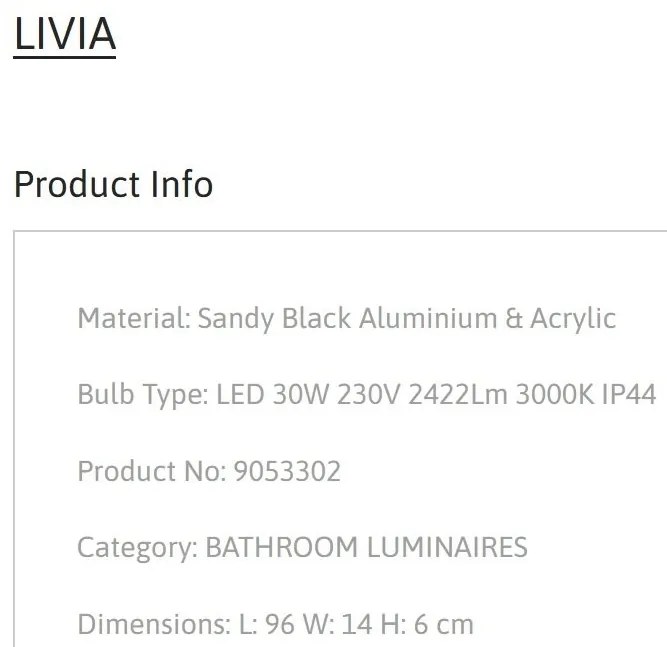 Aplica LED pentru perete baie IP44 LIVIA
