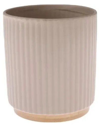 Ghiveci ceramic cu suport din bambus, 12 x 12 x 13cm