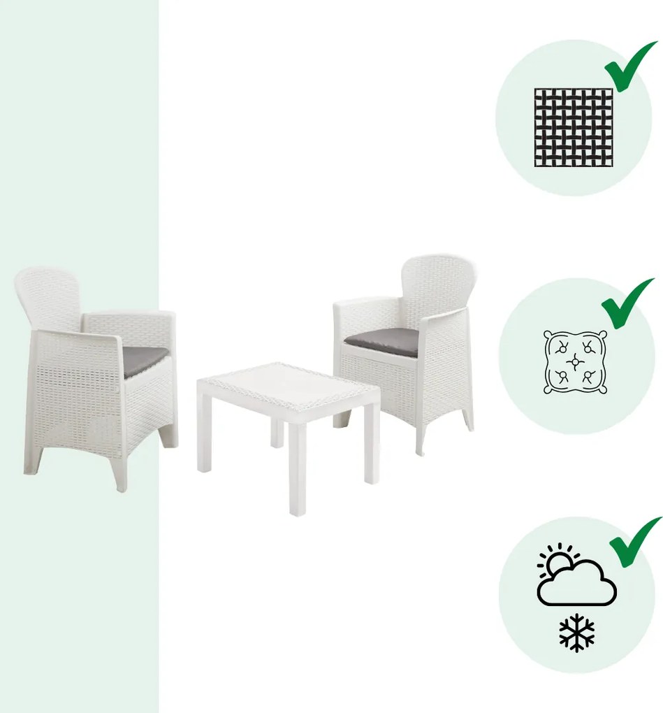 Set grădină AKITA, 3 piese, albă I.P.A.E-Progarden