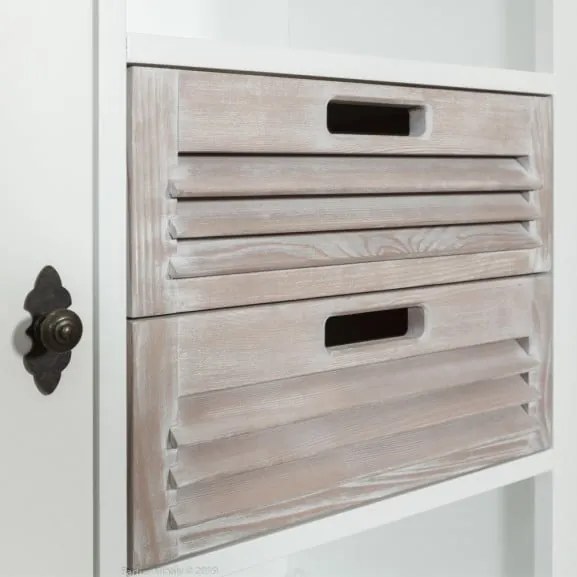 Bufet cu vitrina Cortina, Alb si Natur, 146 Cm