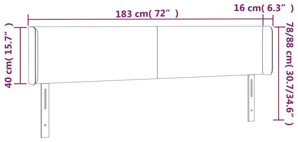 Tablie de pat cu LED, gri taupe, 183x16x78 88 cm, textil 1, Gri taupe, 183 x 16 x 78 88 cm