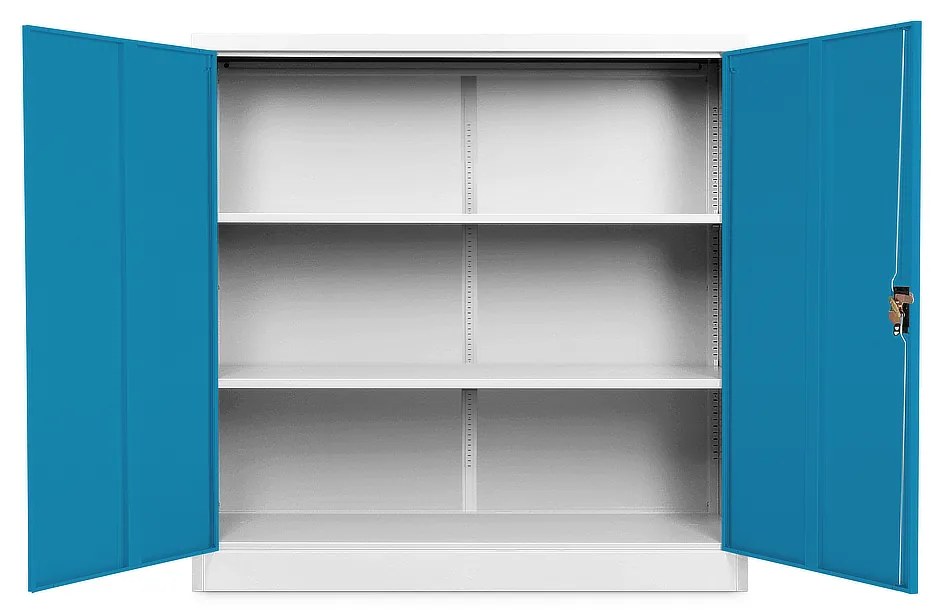 Dulap metalic universal mediu 120 x 40 x 120 cm, încuietoare cilindrică, albastru - ral 5012