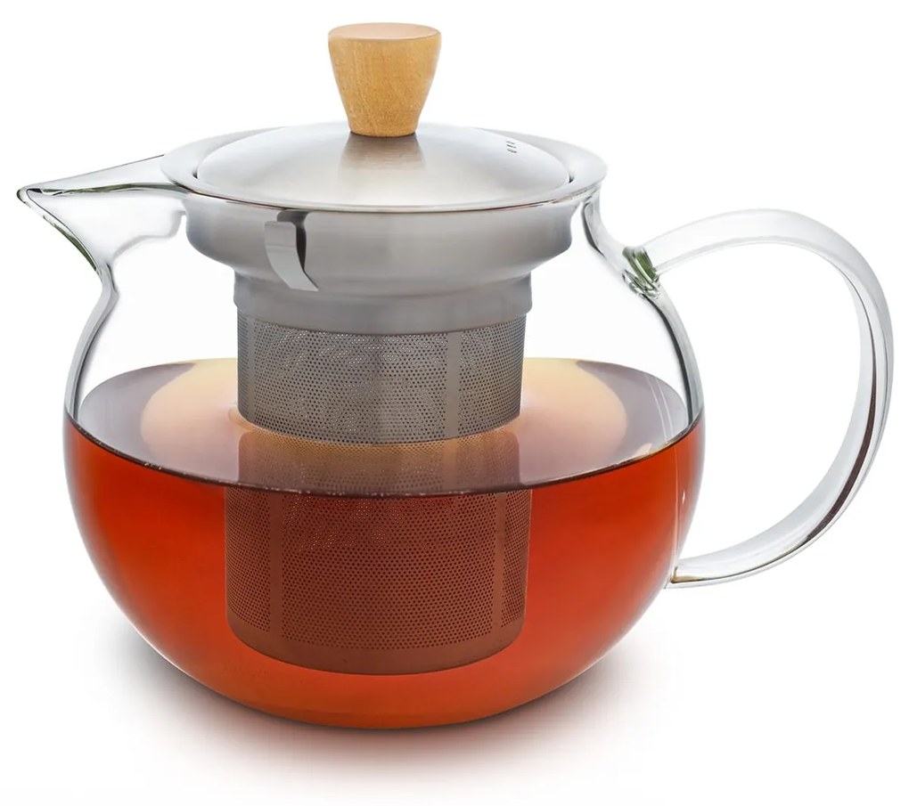 Glaswerk Sencha, ceainic, 0,65 l, strecurătoare din oțel inoxidabil, sticlă borosilicată, capac