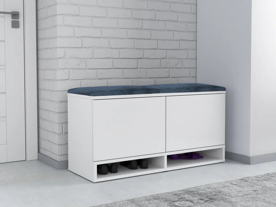 BAA503 - Banca 100x37x50 cm, Pantofar pentru Hol, pantofi, depozitare - Alb