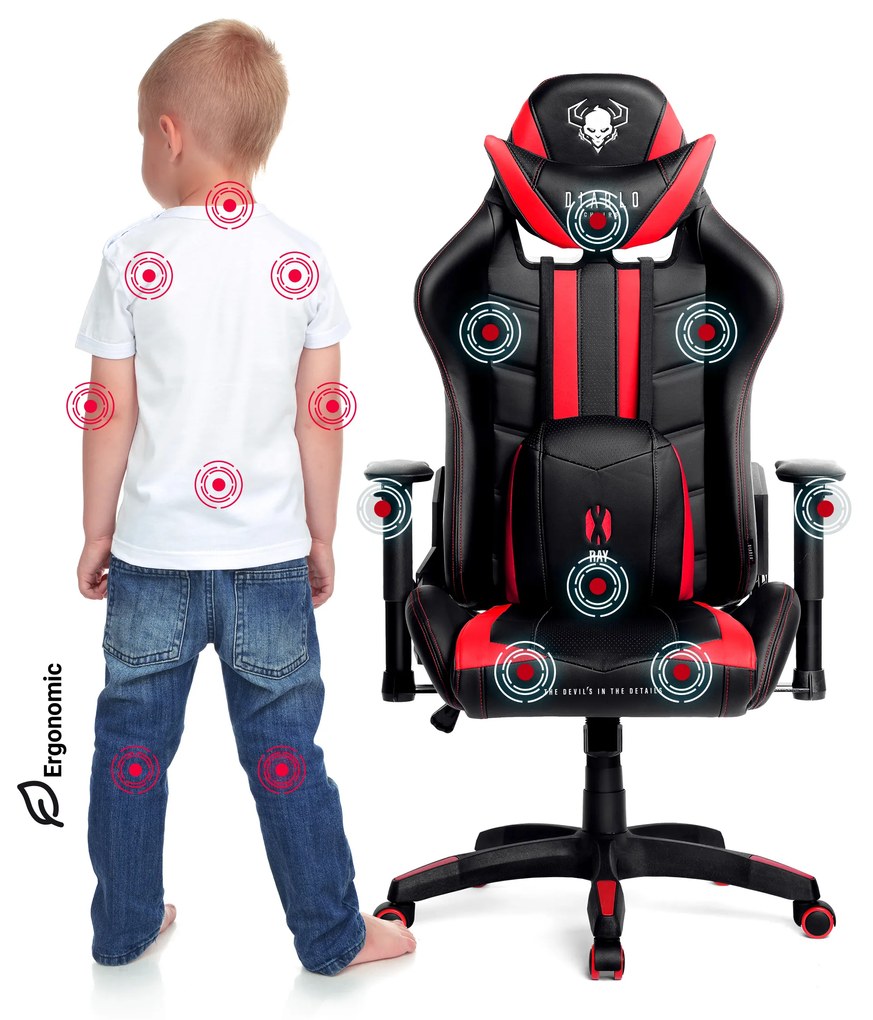 Scaun pentru copii Diablo X-Ray Kids Size: negru-roșu Diablochairs