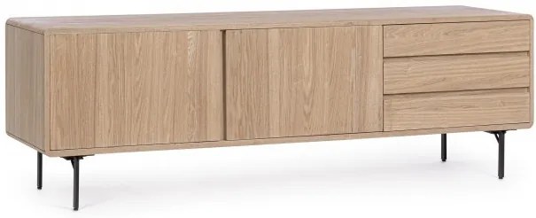 Comoda TV finisaj natural din lemn de Frasin, 160x40x50 cm, Widal Bizzotto