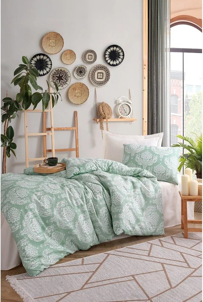 Lenjerie de pat verde pentru pat de o persoană 140x200 cm Post – Mijolnir