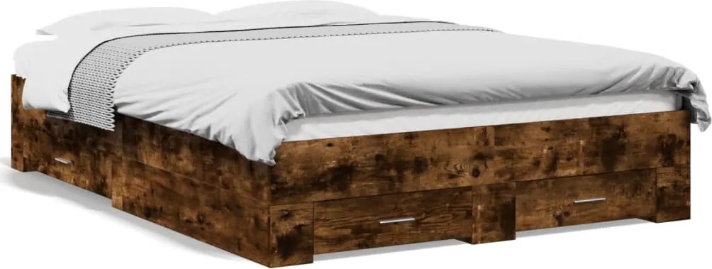 vidaXL Cadru pat cu sertare stejar fumuriu 120x190 cm lemn prelucrat