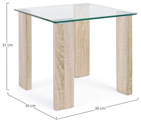 Masuta de cafea, transparenta / crem, din MDF si sticla temperata, New Arley Nature Bizzotto