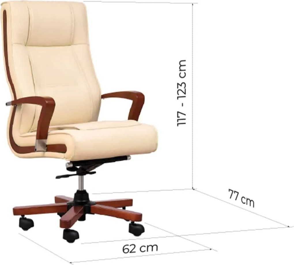 Scaun lemn masiv crem Toronto Model T3 Coniac - Piele