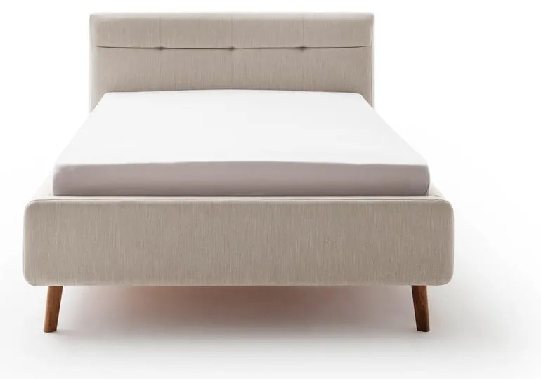 Pat dublu tapițat bej cu spațiu de depozitare cu somieră 140x200 cm Lotte - Meise Möbel