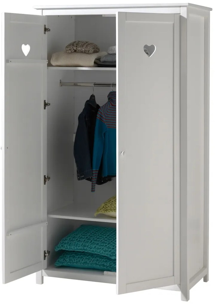 Set Mobilier Cameră Copii AMORI, 3 Piese, Pat cu Baldachin, Alb/Roz – Vipack