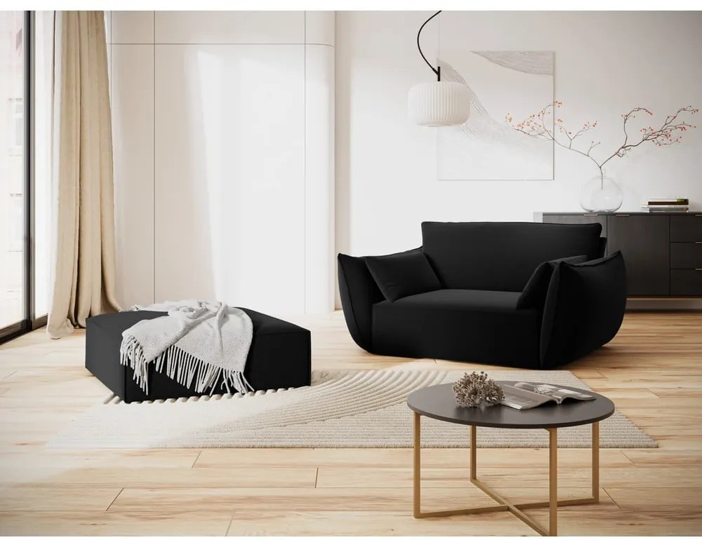 Taburet negru cu tapițerie din catifea Vanda – Mazzini Sofas