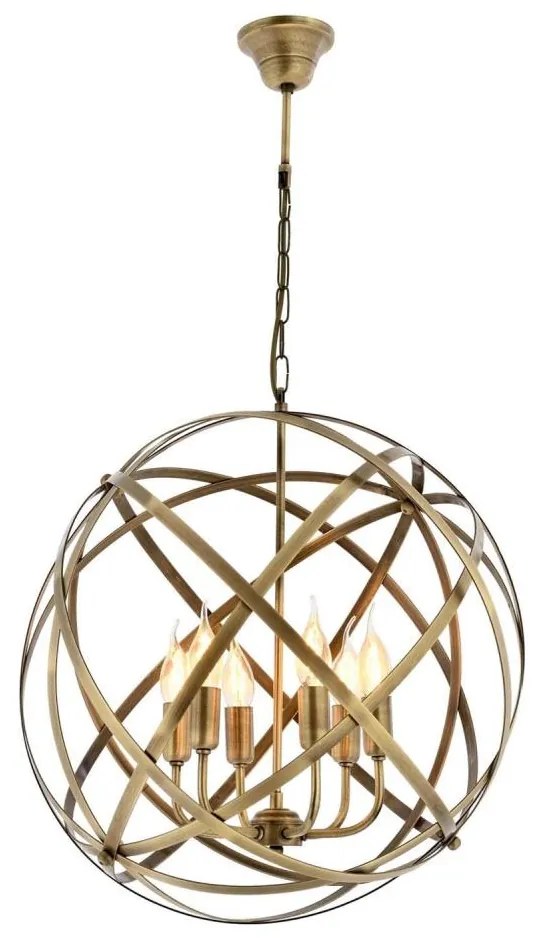 Candelabru cu lanț IRONBALL 6xE27/40W/230V, auriu