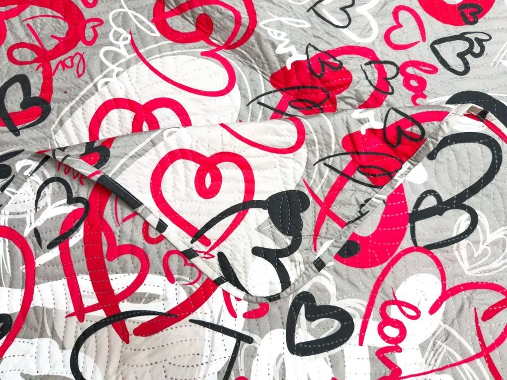 Cuvertura pentru pat STREET LOVE, gri Dimensiune: 170 x 210 cm