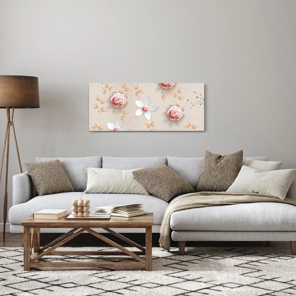 Tablou - Flori de trandafiri (120x50 cm)