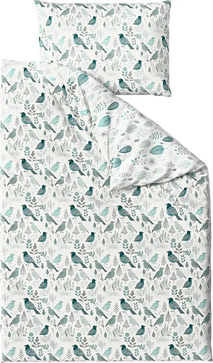 Lenjerie de pat policoton LEAFBIRD POLY alb-verde Dimensiune lenjerie de pat: 70 x 90 cm | 140 x 200 cm