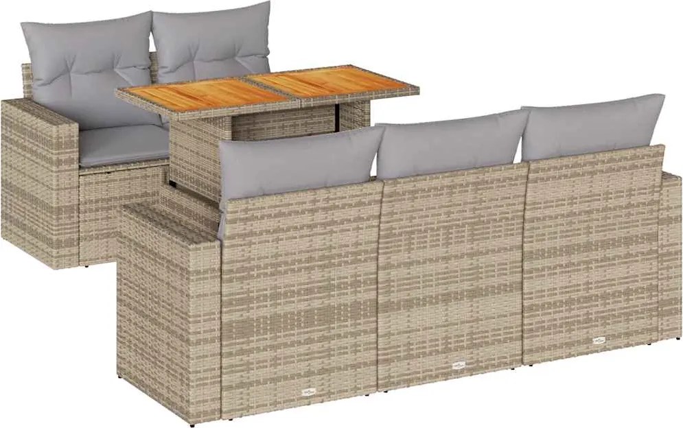 vidaXL Set canapele de grădină cu perne, 6 piese, bej, poliratan