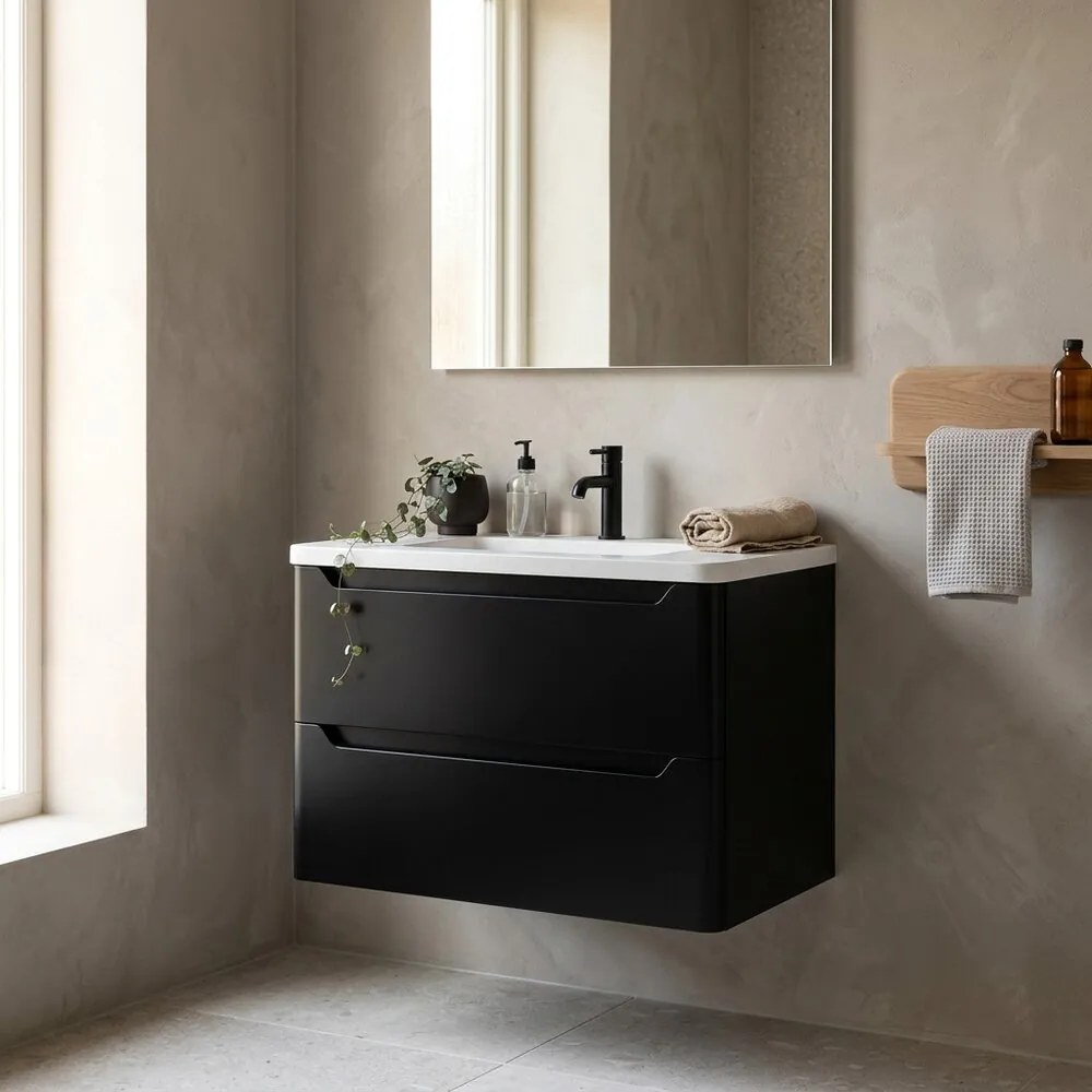 Dulap baza suspendat Rune Laguz 2 sertare 60 cm negru mat