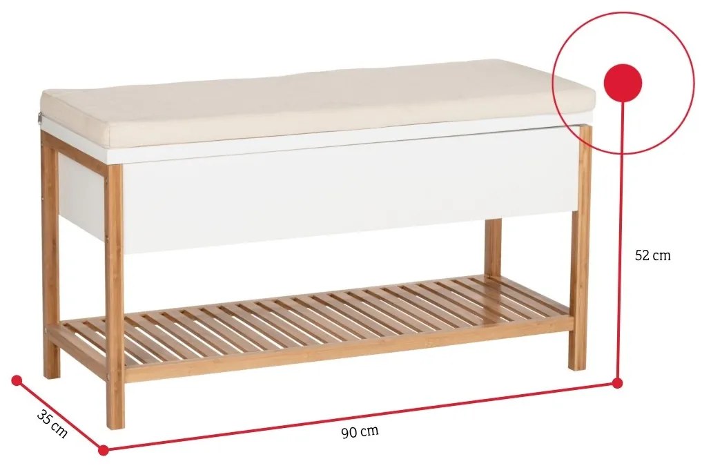 Expedo Banca NATHALIE, 90x52x35, alb/natural/bej