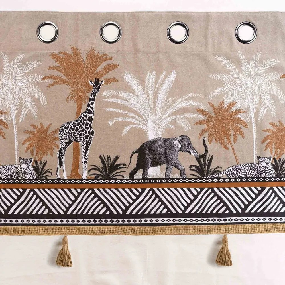 Draperie maro-în culoare naturală din bumbac 140x240 cm Kenya Lodge – douceur d'intérieur