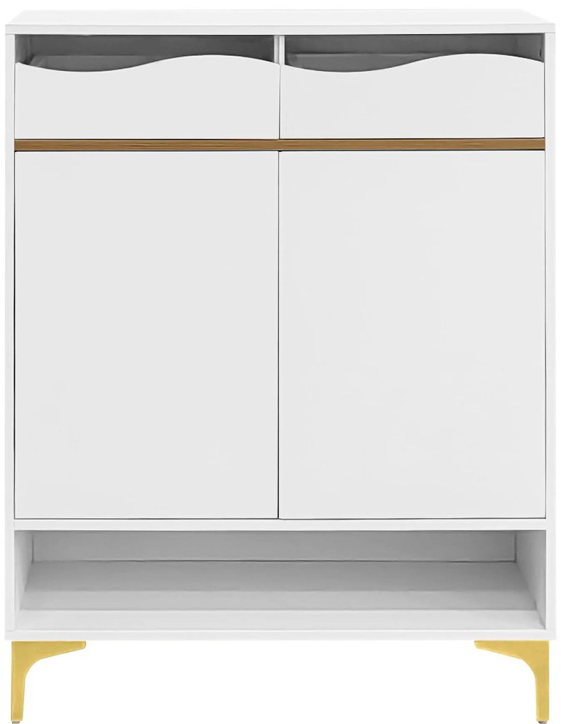 Dulap pentru pantofi cu iluminare LED, dulap de hol cu sertare și rafturi, 80x35x105 cm, Alb