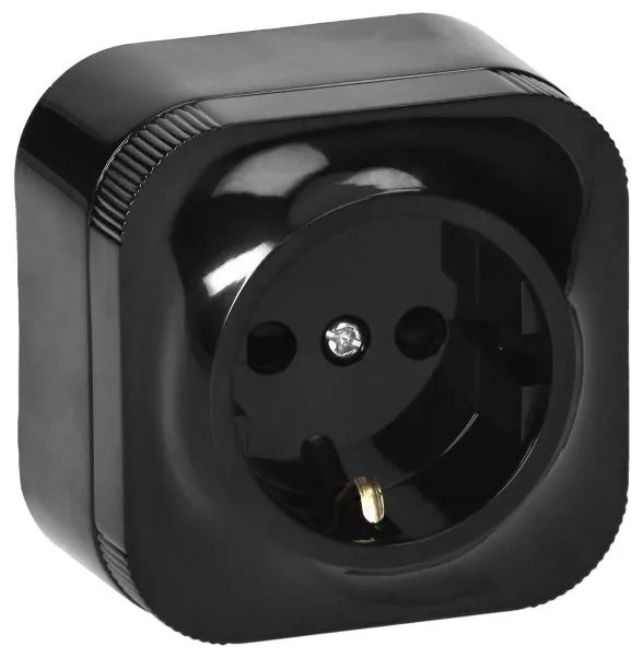 Priza simpla cu impamantare, montaj aplicat, IP20, Neagra, OR-OE-7205(GS)/B/10 Orno