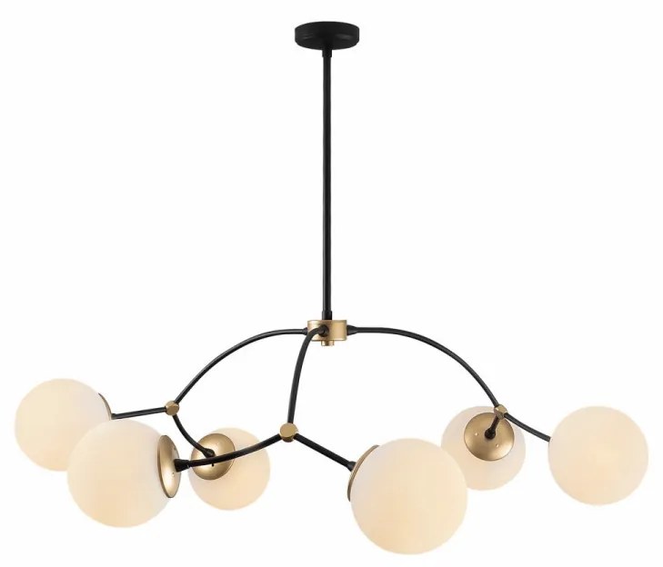 Lustra 6 Becuri Kromozom - 1021, Soclu E27, Max. 40W, Culoare Alb /Negru