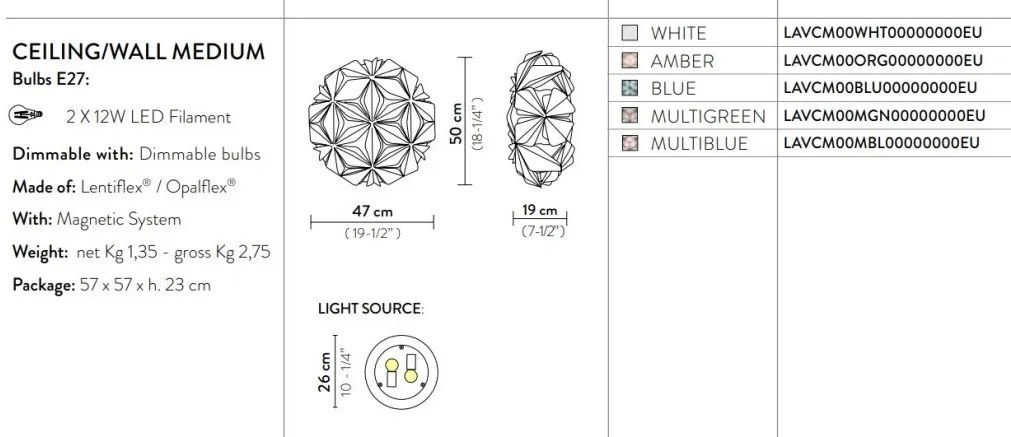 Aplica perete sau tavan design unicat realizata manual La Vie Medium Blue