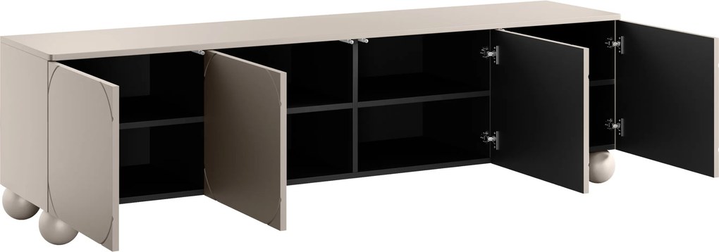 Comodă TV Sonatia II 200 cm cu patru uși pe picioare rotunde - casmir