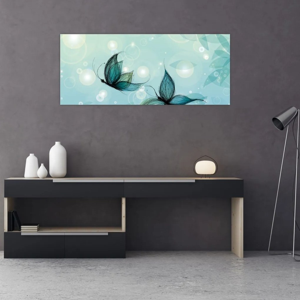 Tablou - Fluturi albaștri (120x50 cm)