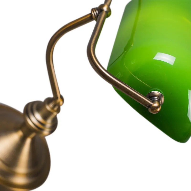 Lampă de masă clasică/Lampă de notar din bronz cu sticlă verde - Banker
