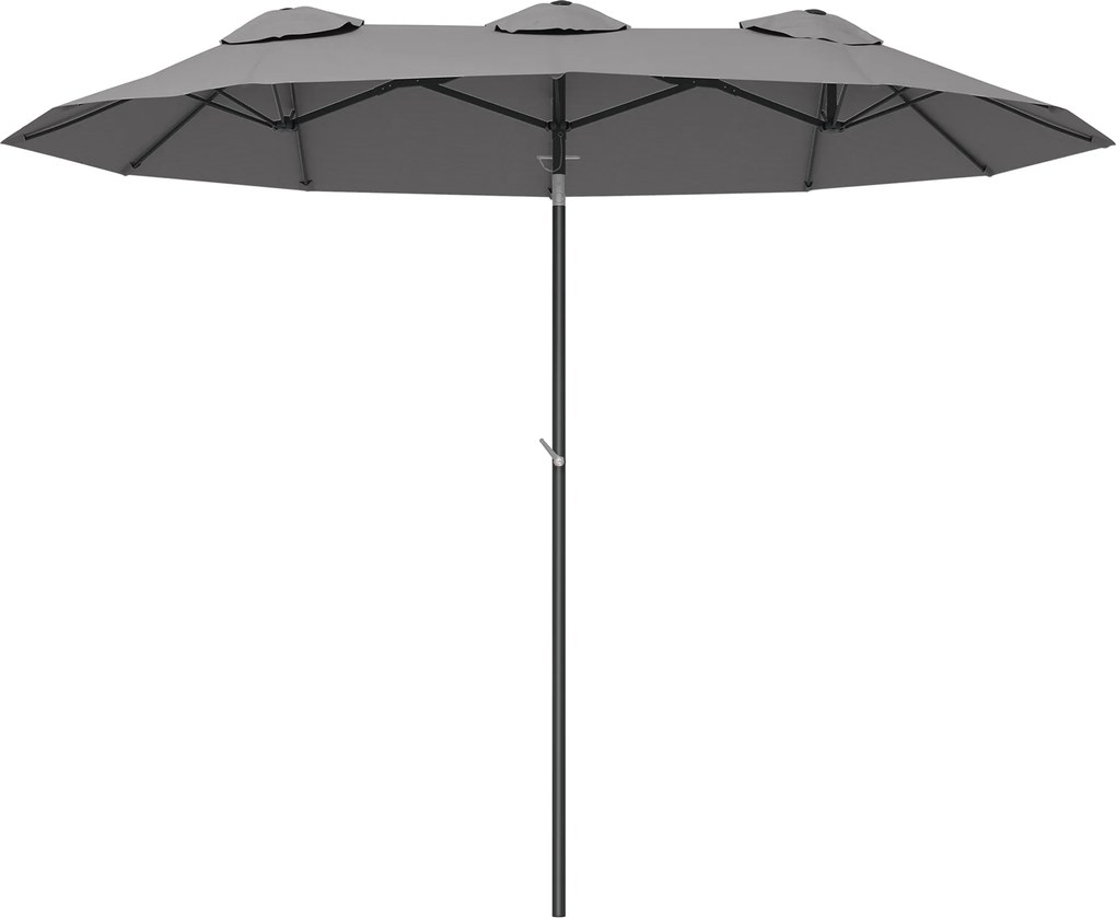 Outsunny Umbrelă de Grădină Dublă Înclinabilă la 45° cu Manivelă si 3 Orificii de Ventilație, 295x152x222 cm, Gri | Aosom Romania