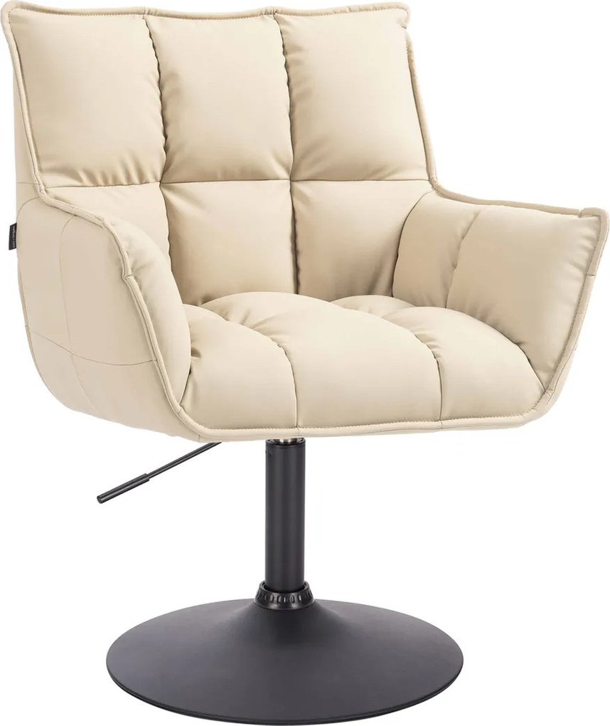 HR560N Scaun Crem Piele Ecologica Premium Soft cu Bază Neagră