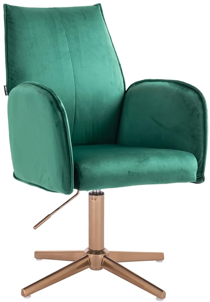 HR280CROSS Scaun Verde din Catifea cu Bază Aurie