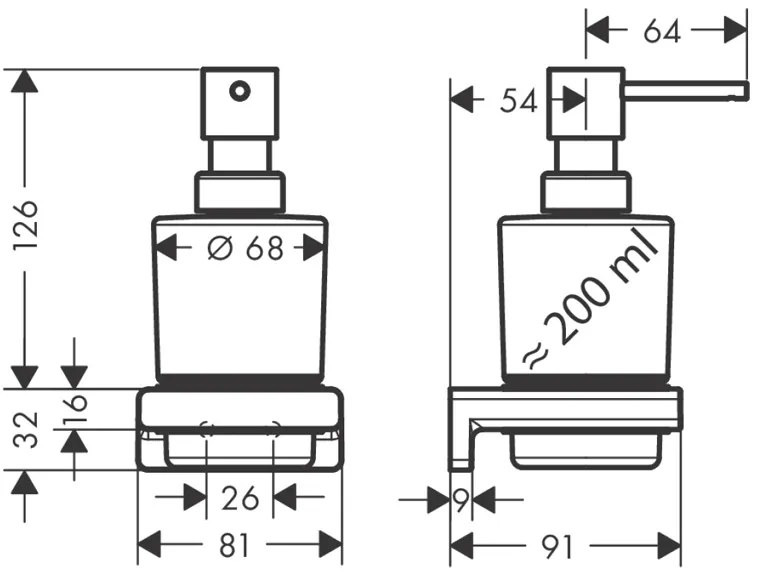 Dozator sapun lichid, Hansgrohe, AddStoris, negru mat