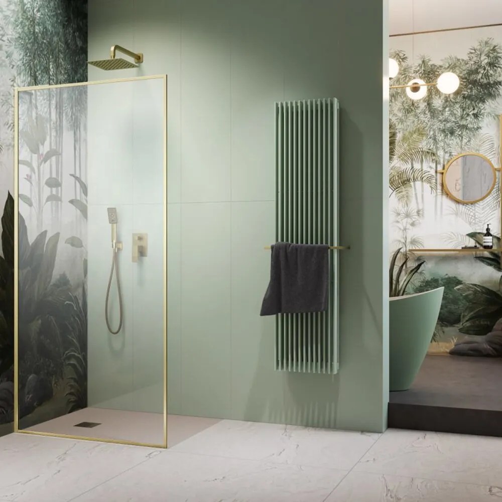 Paravan de dus tip Walk-in Radaway Modo F SL II auriu periat-transparent 90 cm sticla securizata 8 mm stanga