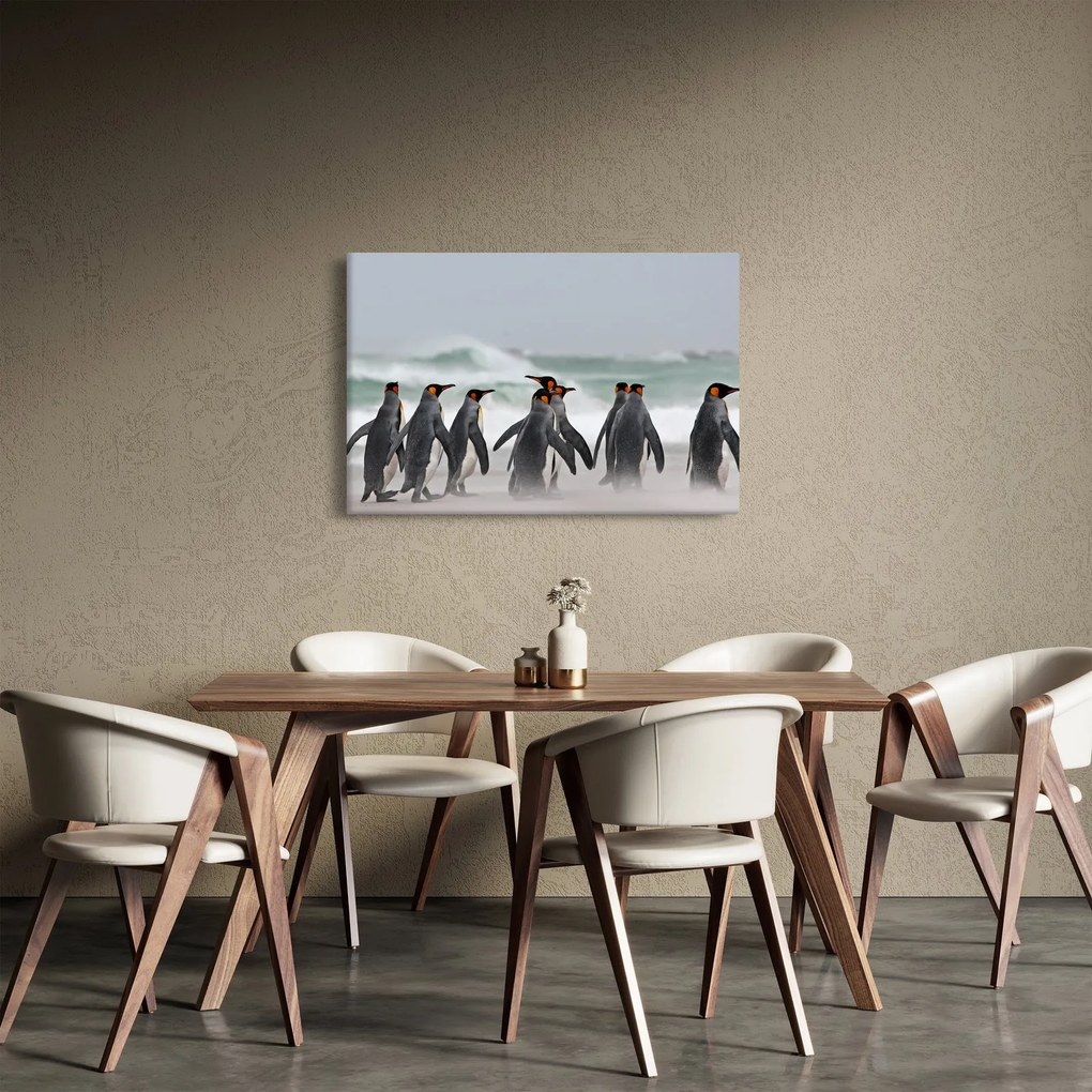 Tablou pinguini în ocean (90x60 cm)