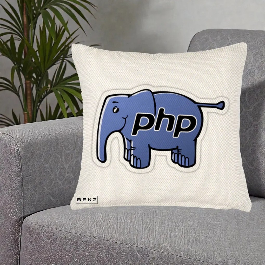 Perna Personalizata PHP Elephant, 40x40 cm, Crem Reliefat, Husa Detasabila, Perna Inclusa, BEKZ®
