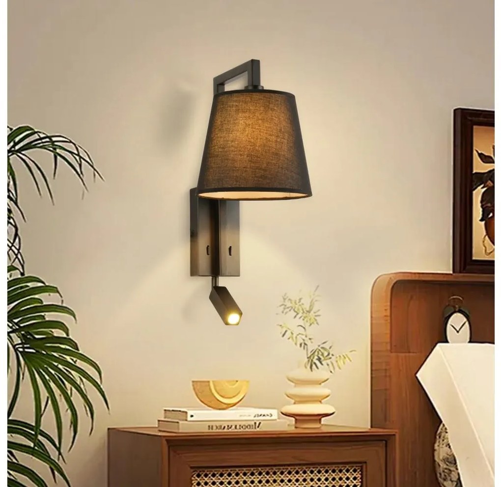 Lampă LED de perete Brilagi RAYA 1xE14/40W/230V + LED/3W negru