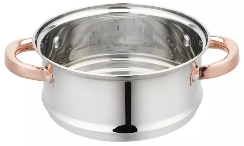 Oala pentru gatit la aburi Klausberg KB 7726, 18 cm, 2,5 L, 4 piese, Inductie, Inox/Aur roz