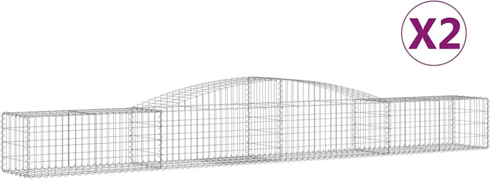 vidaXL Coșuri gabion arcuite 2 buc, 400x50x40/60 cm, fier galvanizat