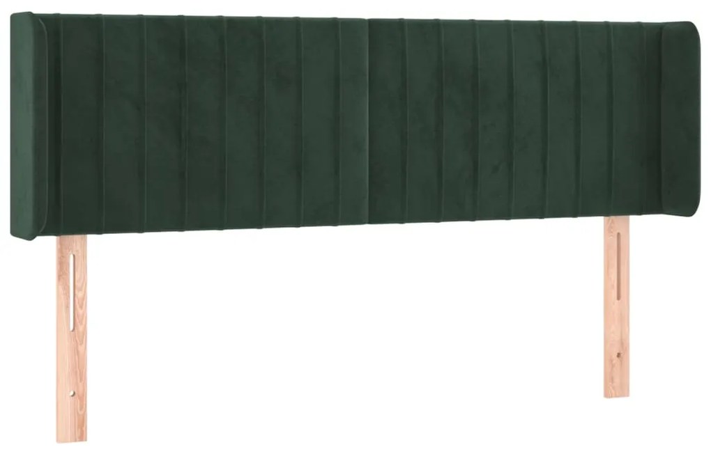 3119057 vidaXL Tăblie de pat cu aripioare verde închis 147x16x78/88 cm catifea