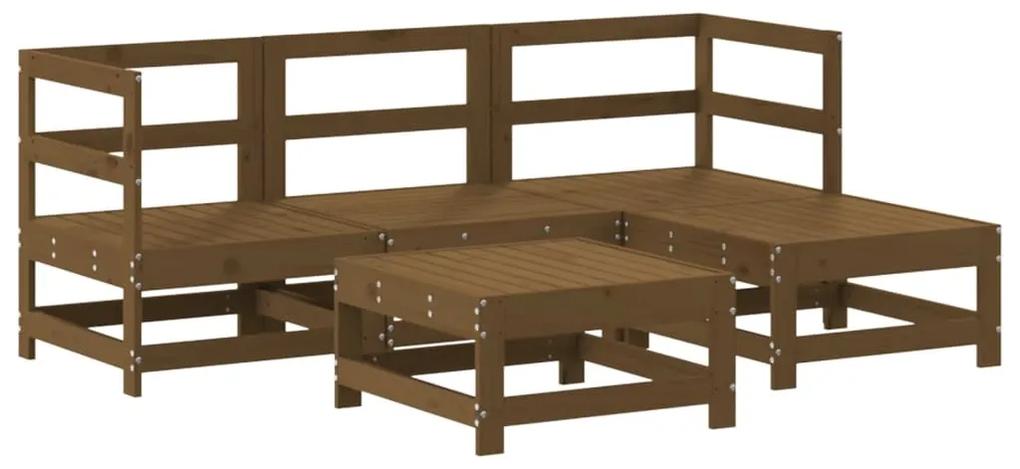 3186175 vidaXL Set mobilier relaxare grădină 5 piese maro miere lemn masiv pin