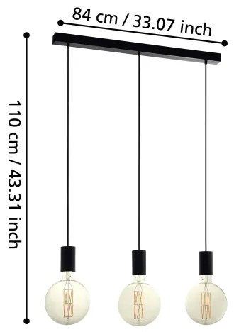Eglo 98662 - Lustră pe cablu POZUETA 3xE27/40W/230V