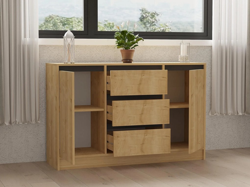 Set mobilier living Sunalerza (Stejar zafir + antracit). 1107149