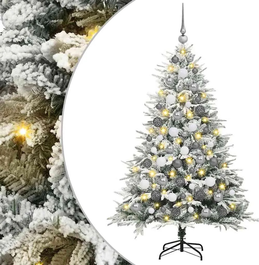 vidaXL Brad de Crăciun artificial pre-iluminat cu set de bile Verde